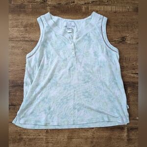 Soft Cotton Floral Sleeveless Top Button Up Shirt Vintage Karen Neuburger